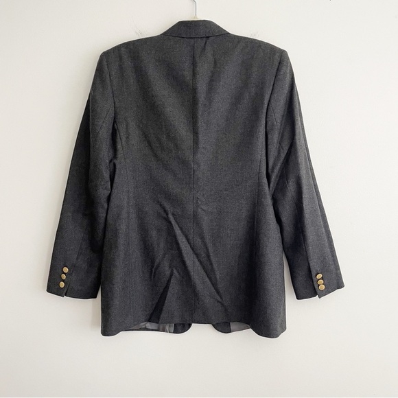 Brooks Brothers wool blazer women Sz 12 grey single button gold preppy old money - Picture 2 of 11